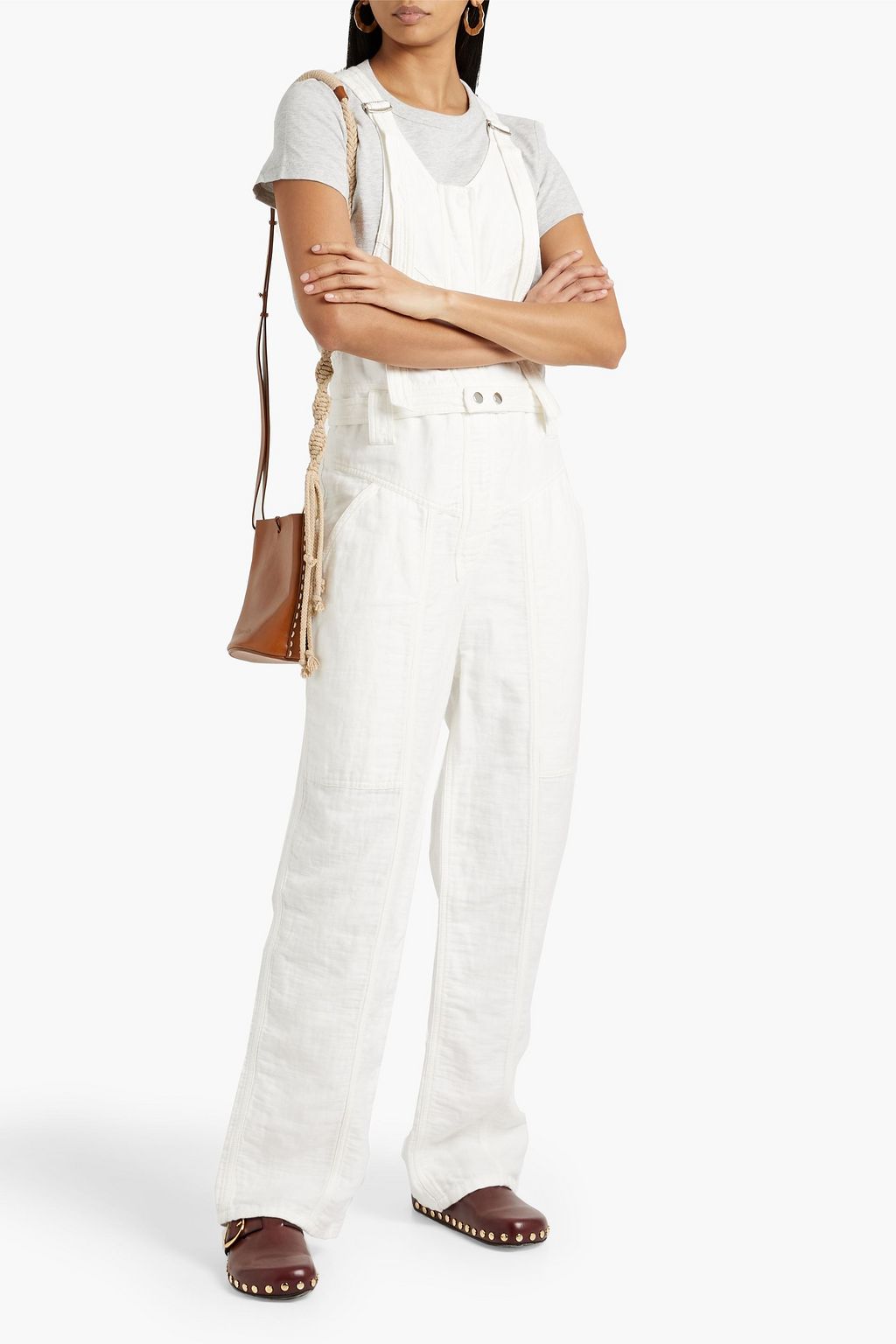 ISABEL MARANT Keisha belted cotton and linen-blend wide-leg jumpsuit