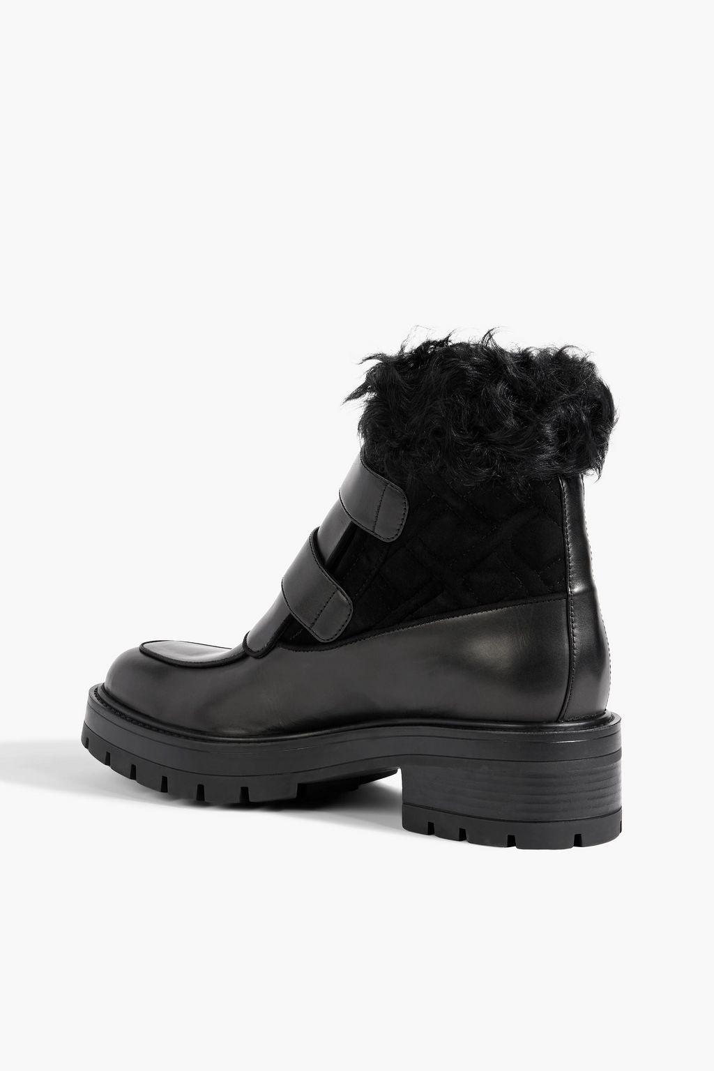 AQUAZZURA Ryan shearling-trimmed suede and leather ankle boots
