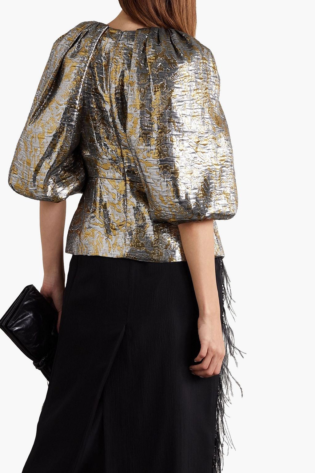 DRIES VAN NOTEN 실크 혼방 라메 블라우스