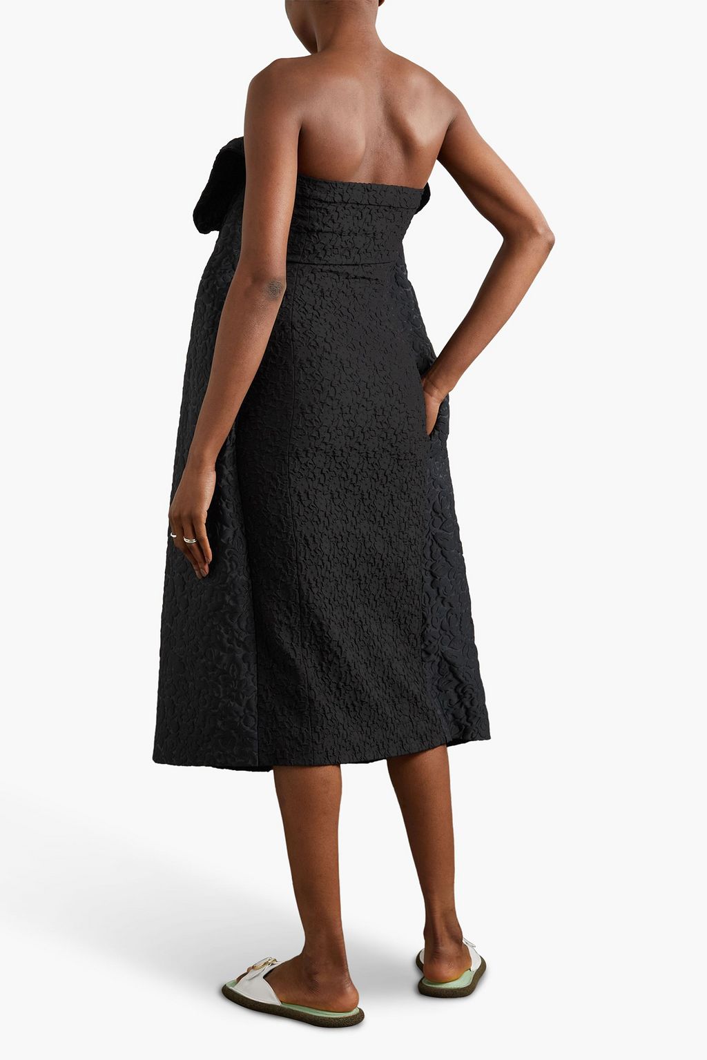 DRIES VAN NOTEN Strapless ruffled cloqué-jacquard midi dress