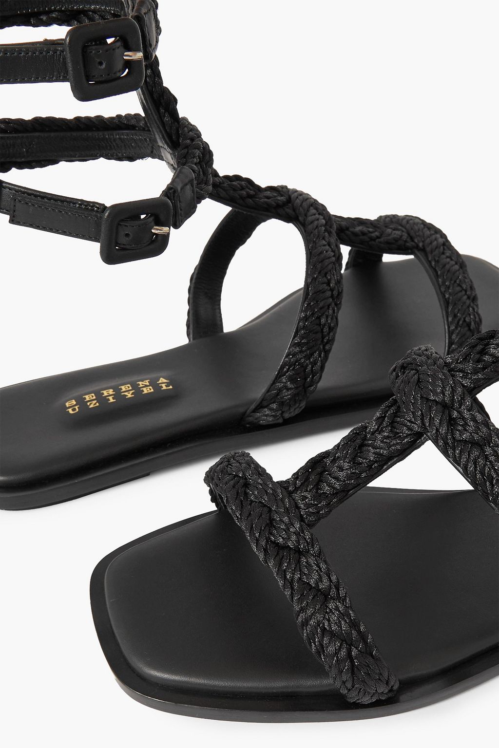 SERENA UZIYEL Ronda metallic braided jute and leather sandals
