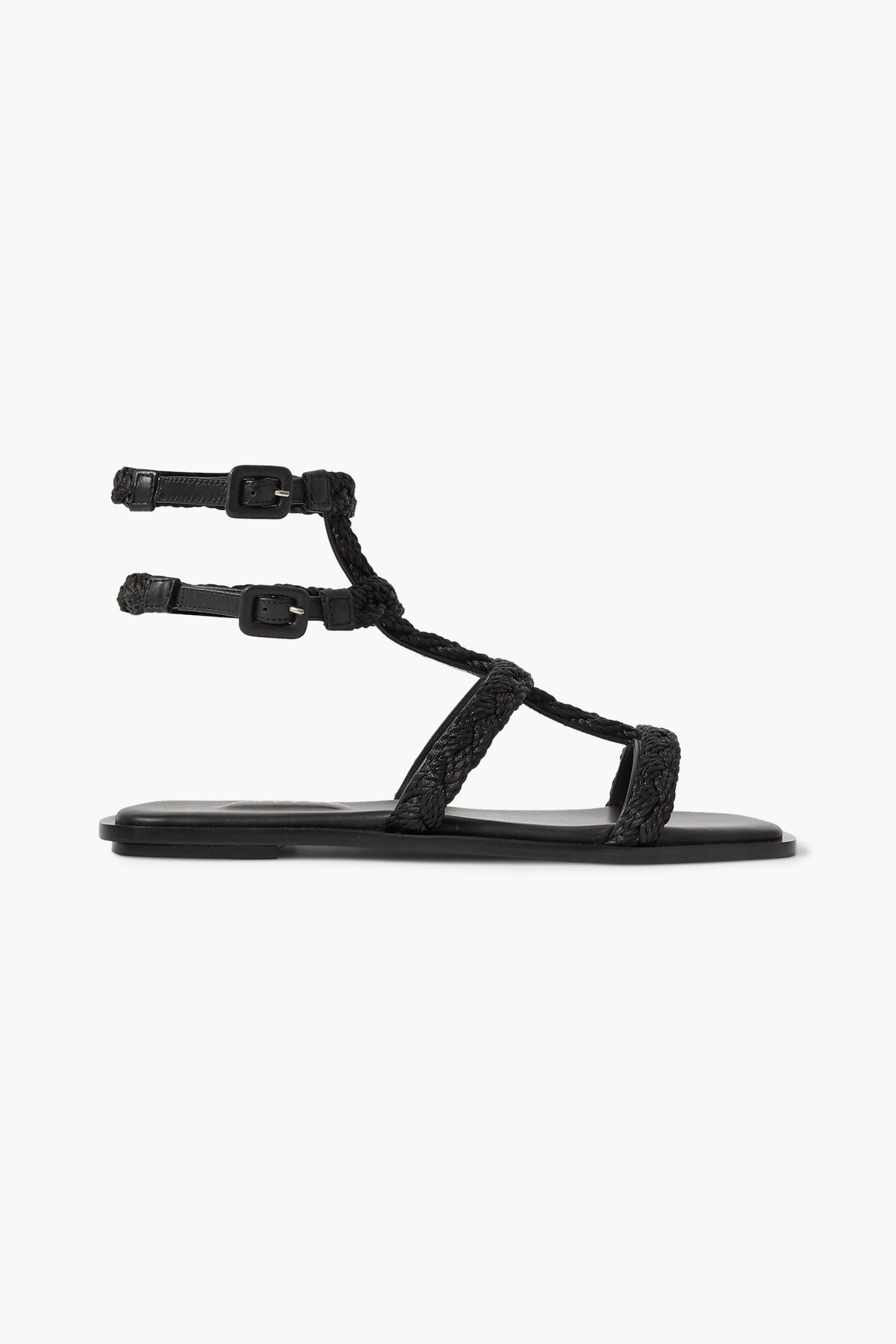 SERENA UZIYEL Ronda metallic braided jute and leather sandals