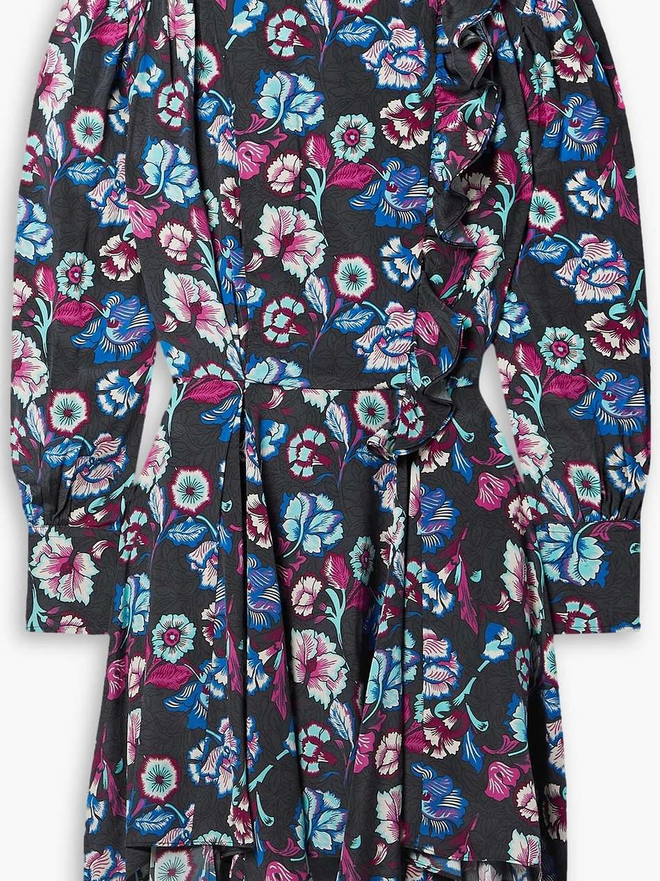 verikio ruffled floral-print silk mini dress