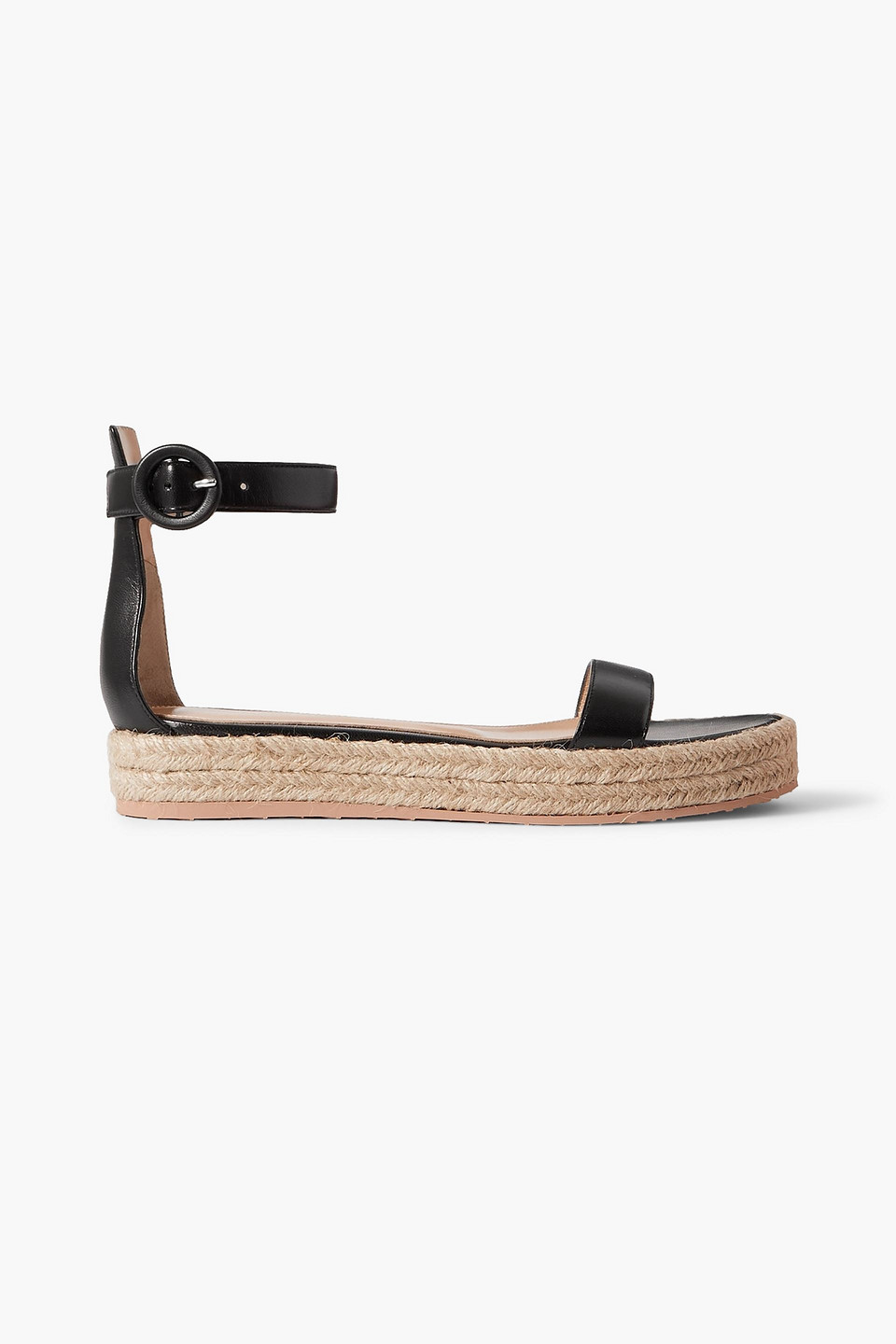 Gianvito Rossi 25 Leather Platform Espadrille Sandals In Black