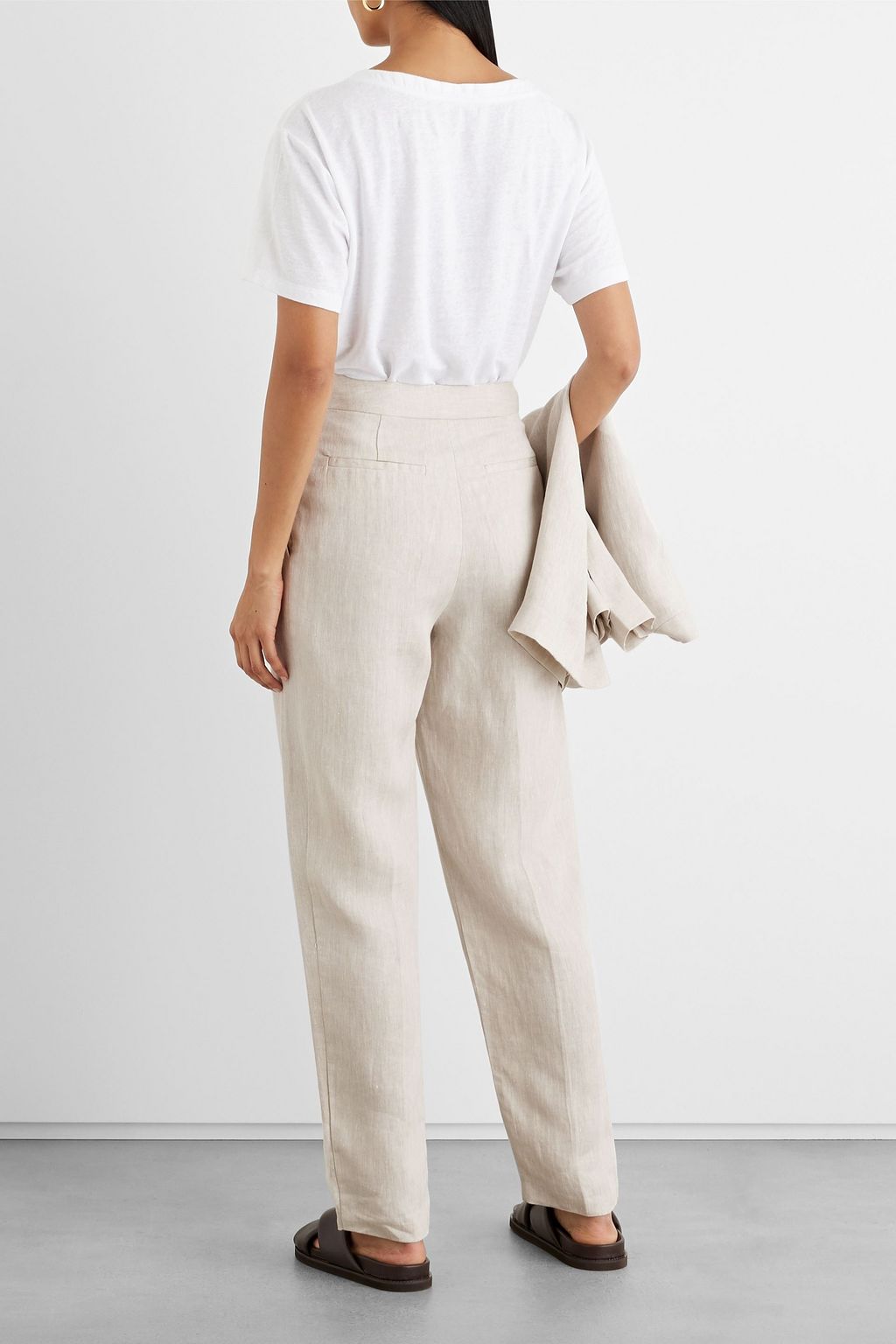 IRIS & INK Lilah herringbone linen tapered pants