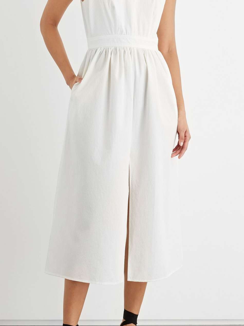 carmen ruffle-trimmed organic cotton-jacquard midi dress