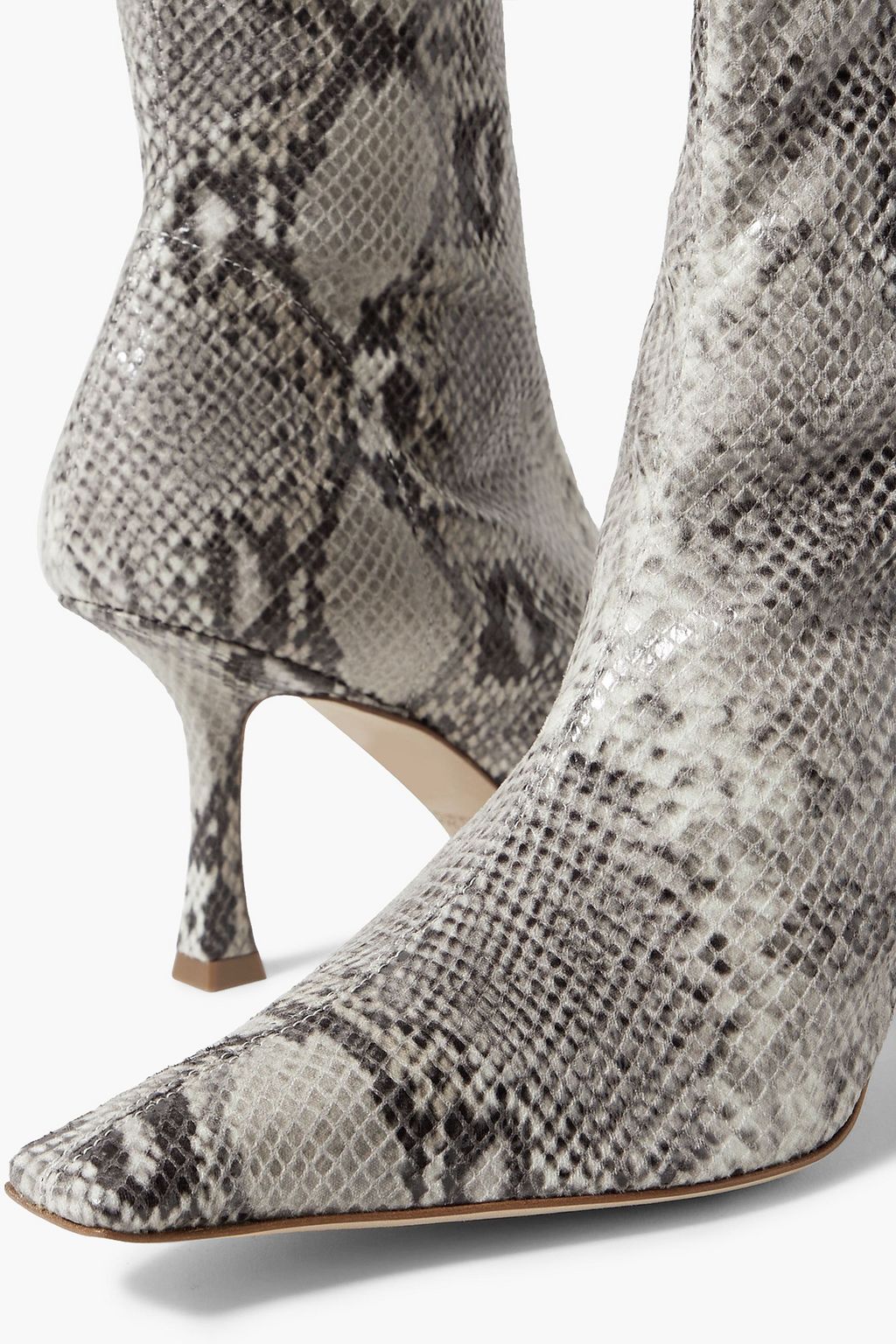A.W.A.K.E. MODE Agnes snake-effect faux suede ankle boots
