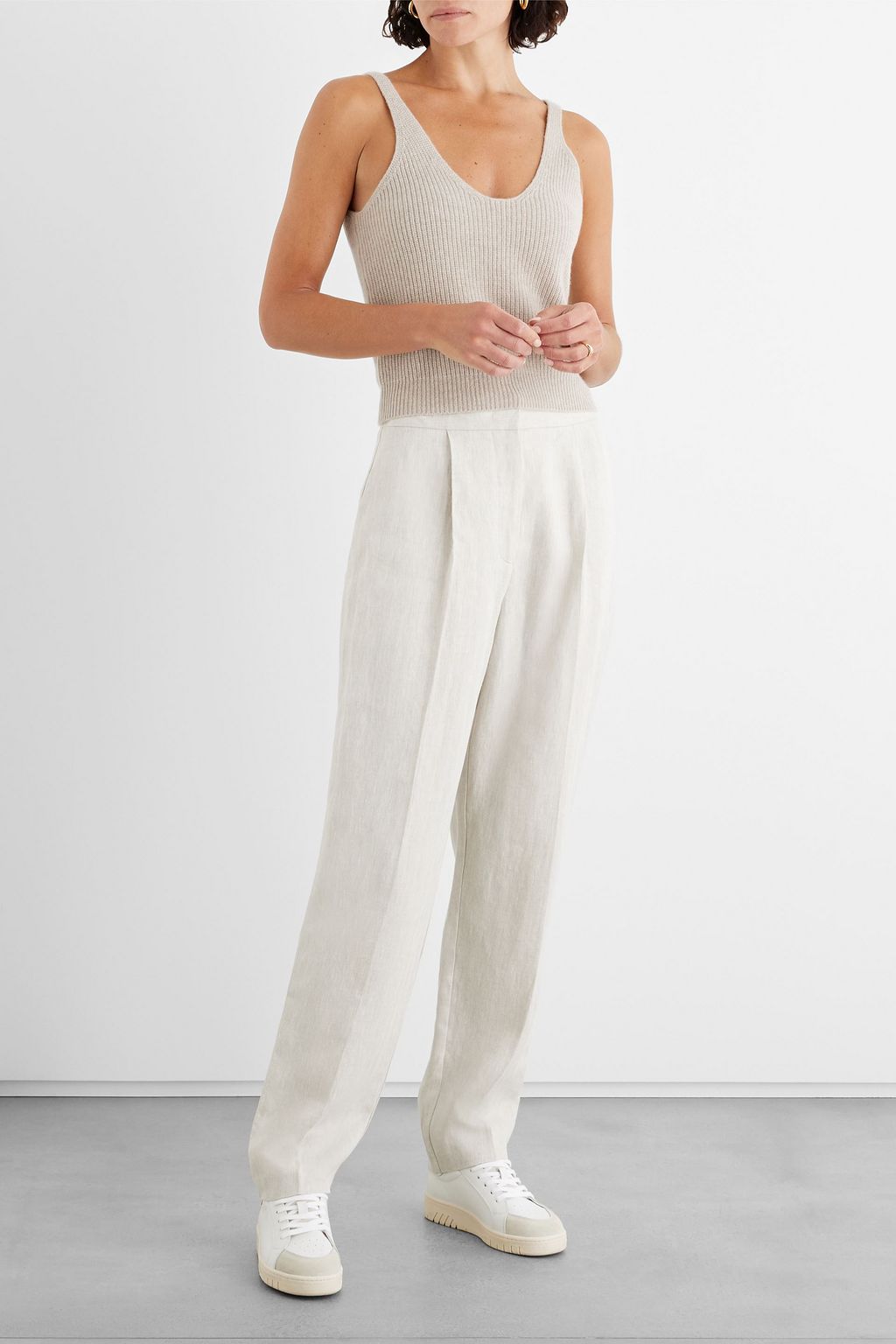 IRIS & INK Ada ribbed wool and cashmere-blend tank