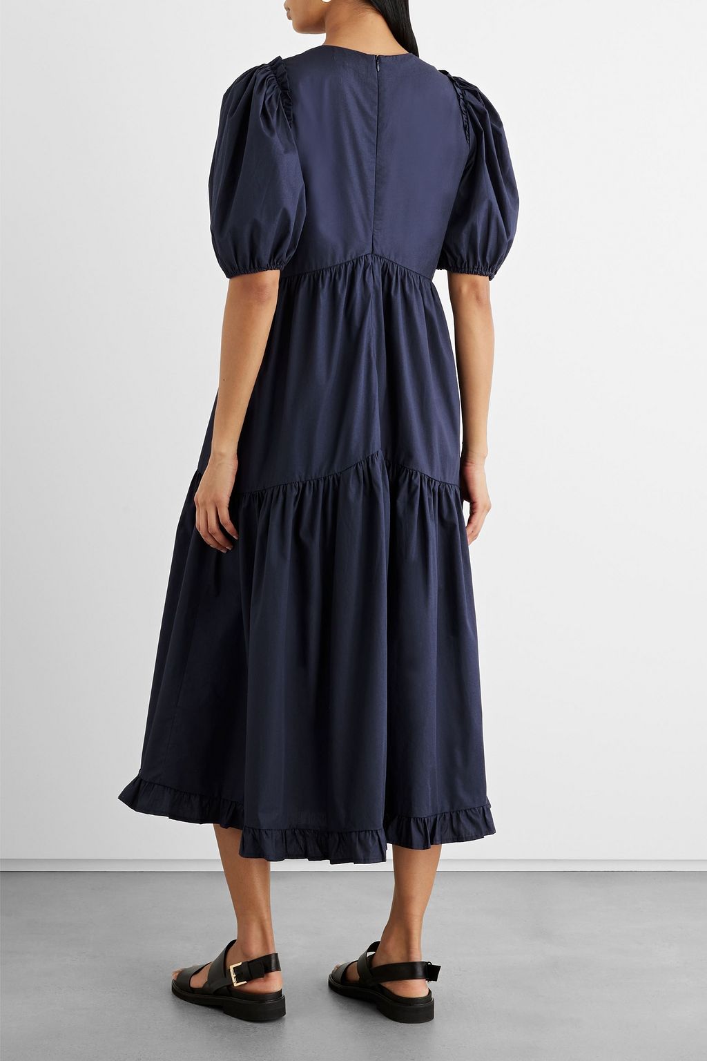IRIS & INK Cara tiered organic cotton-poplin midi dress