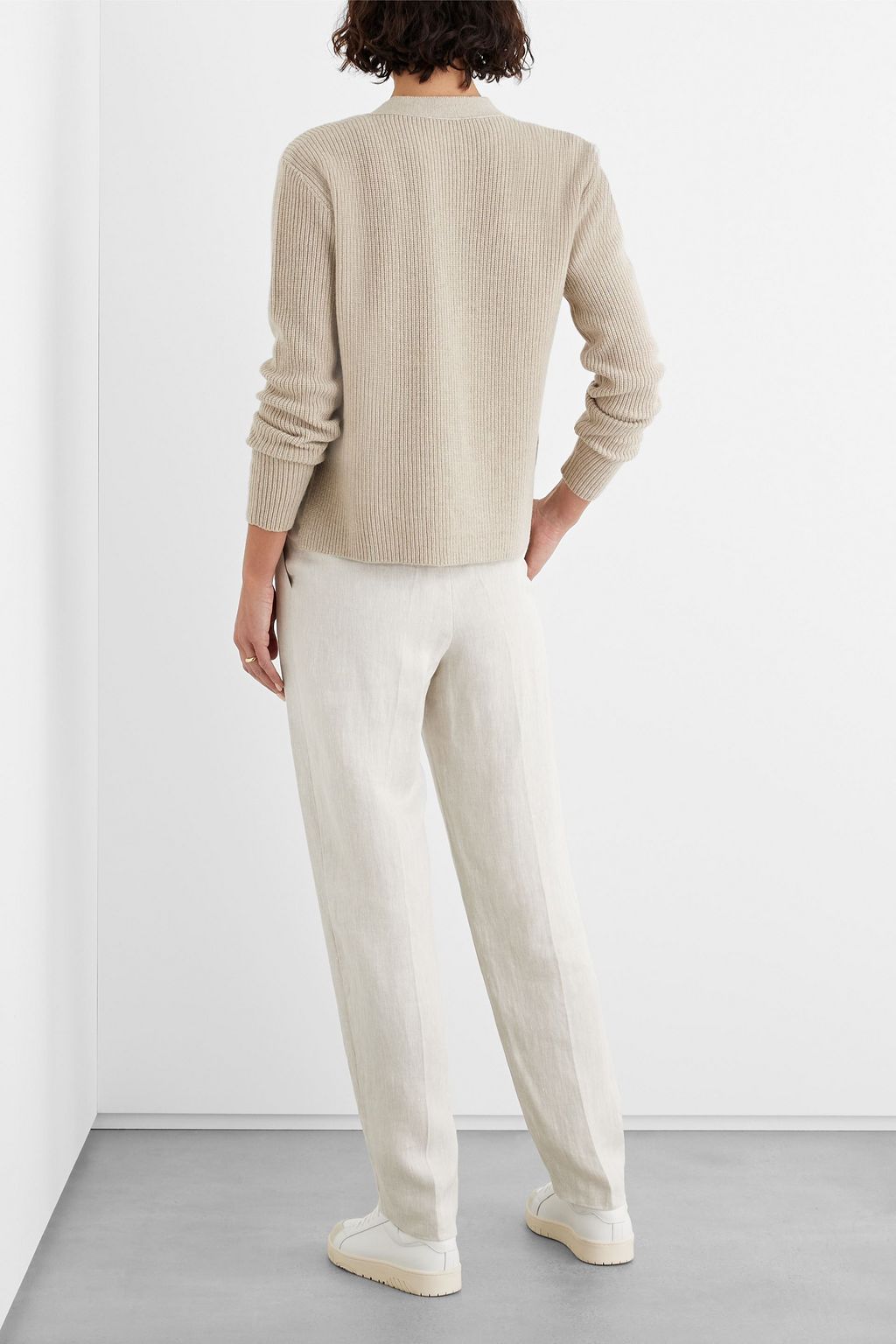 IRIS & INK Issa ribbed wool and cashmere-blend cardigan