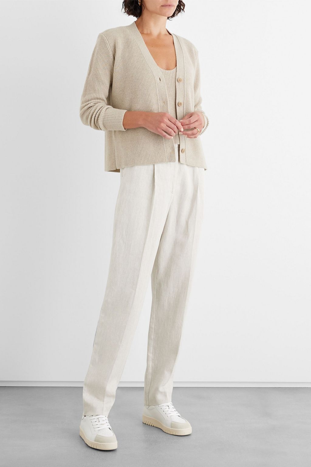 IRIS & INK Issa ribbed wool and cashmere-blend cardigan