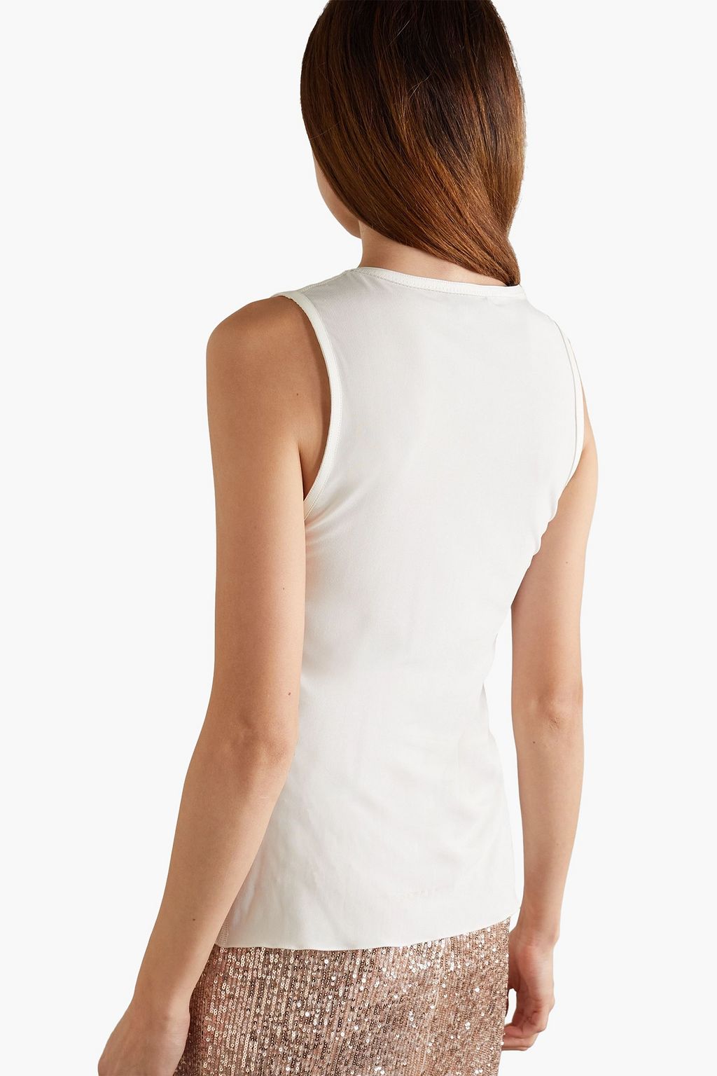 TOM FORD Leather-trimmed stretch-jersey tank