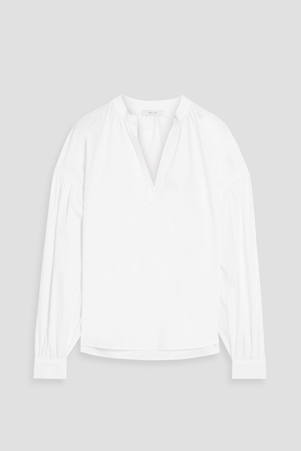 Iris & Ink Amara Organic Cotton-blend Poplin Blouse In White
