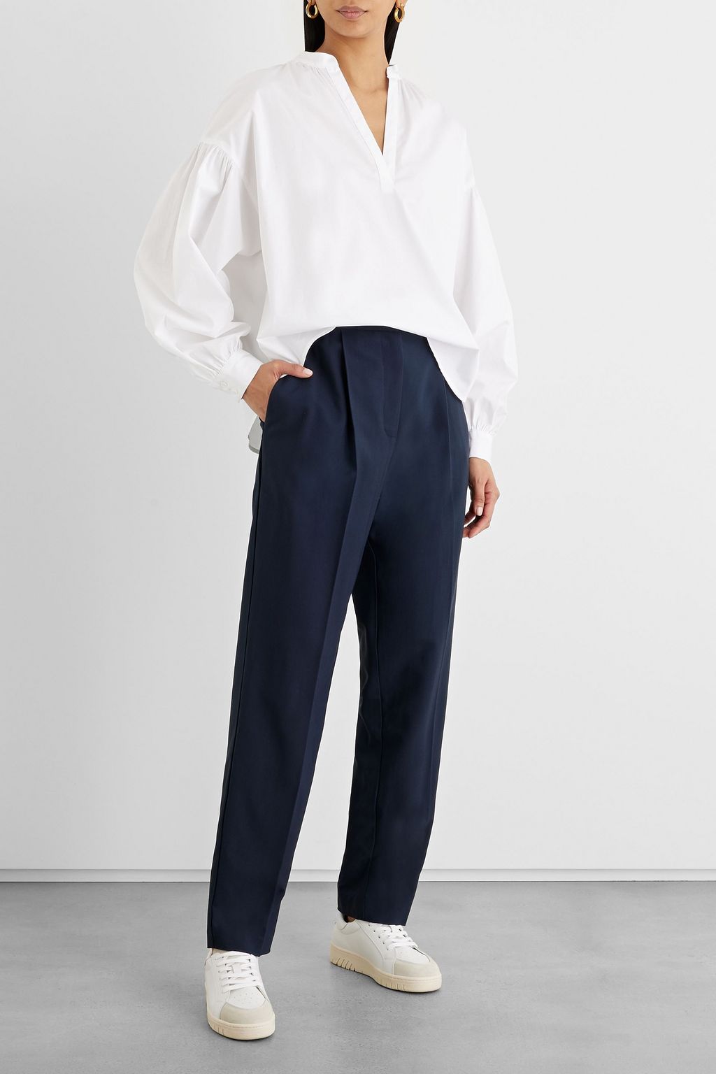 IRIS & INK Amara organic cotton-blend poplin blouse