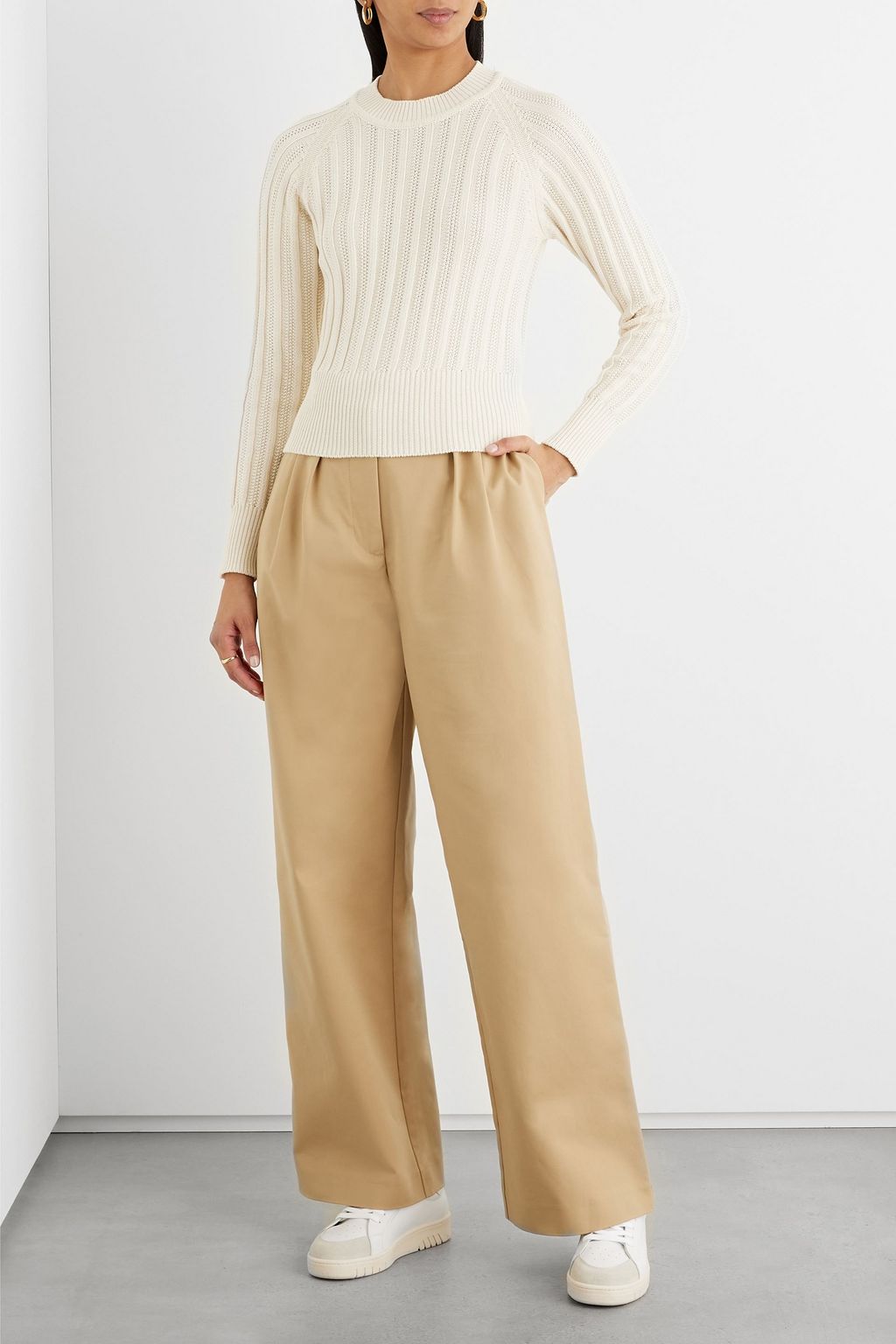 IRIS & INK Ingrid ribbed organic cotton-blend sweater