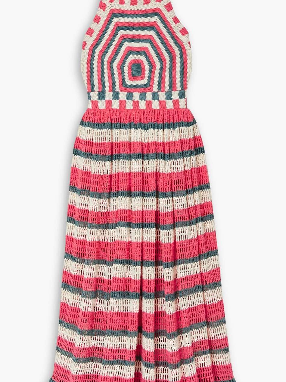 paz striped crochet-knit cotton maxi dress