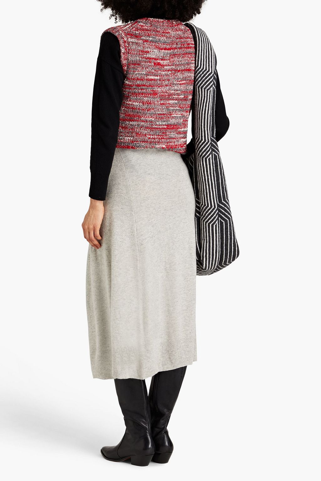 ALTUZARRA 랩 스타일 멜란지 캐시미어 미디 스커트