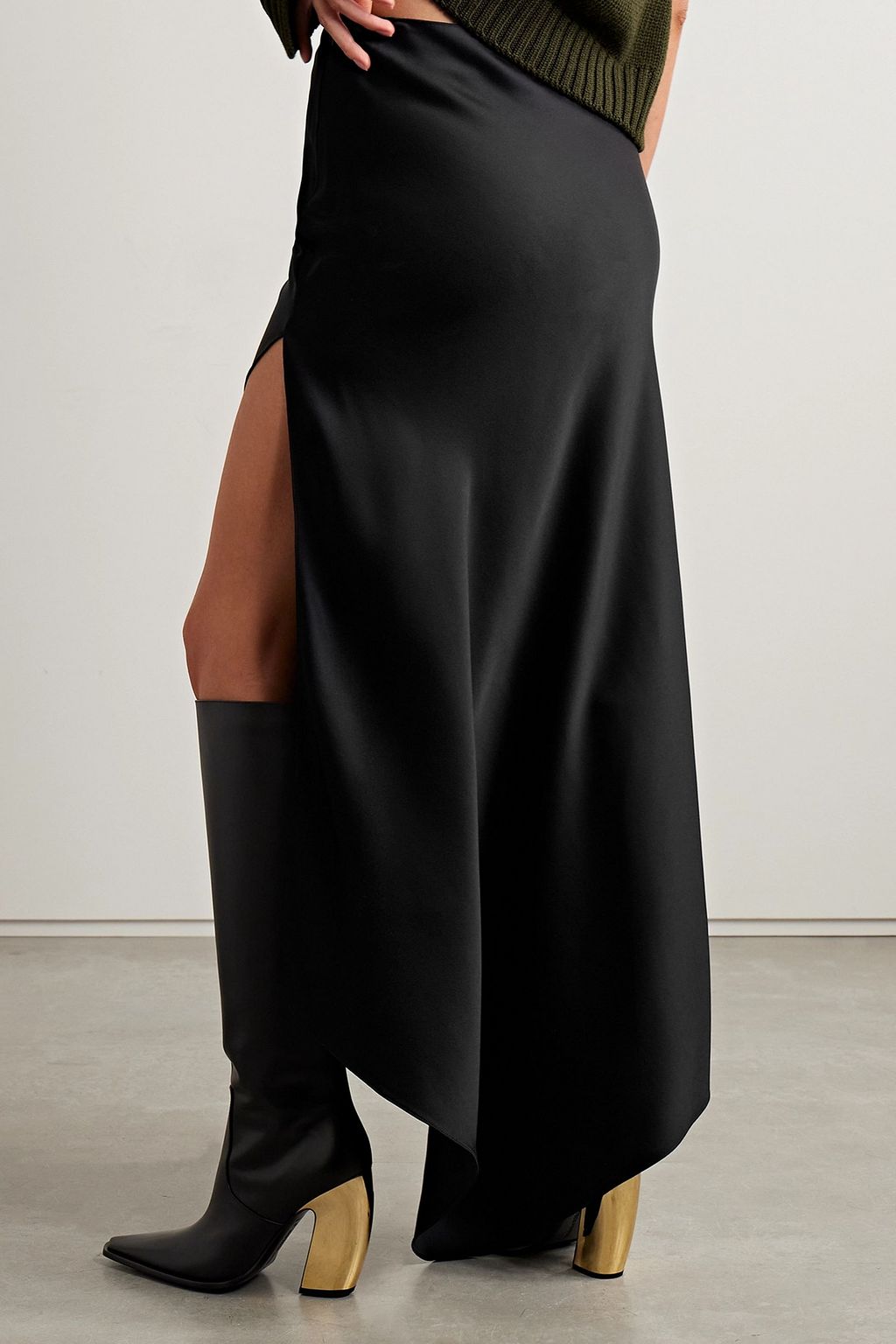 MONSE Asymmetric draped satin maxi skirt