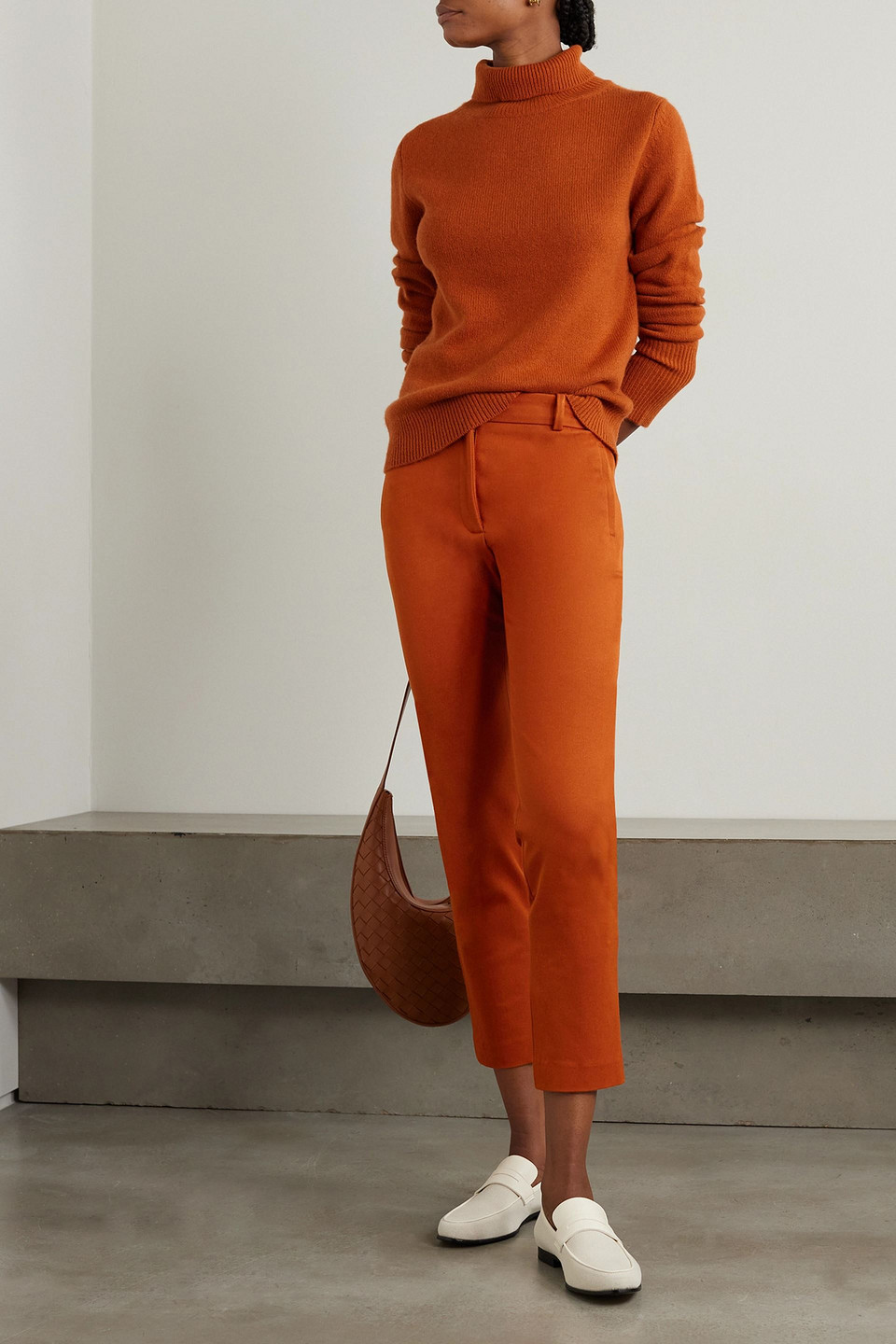 Joseph Coleman Cropped High-rise Gabardine Pants In Tan