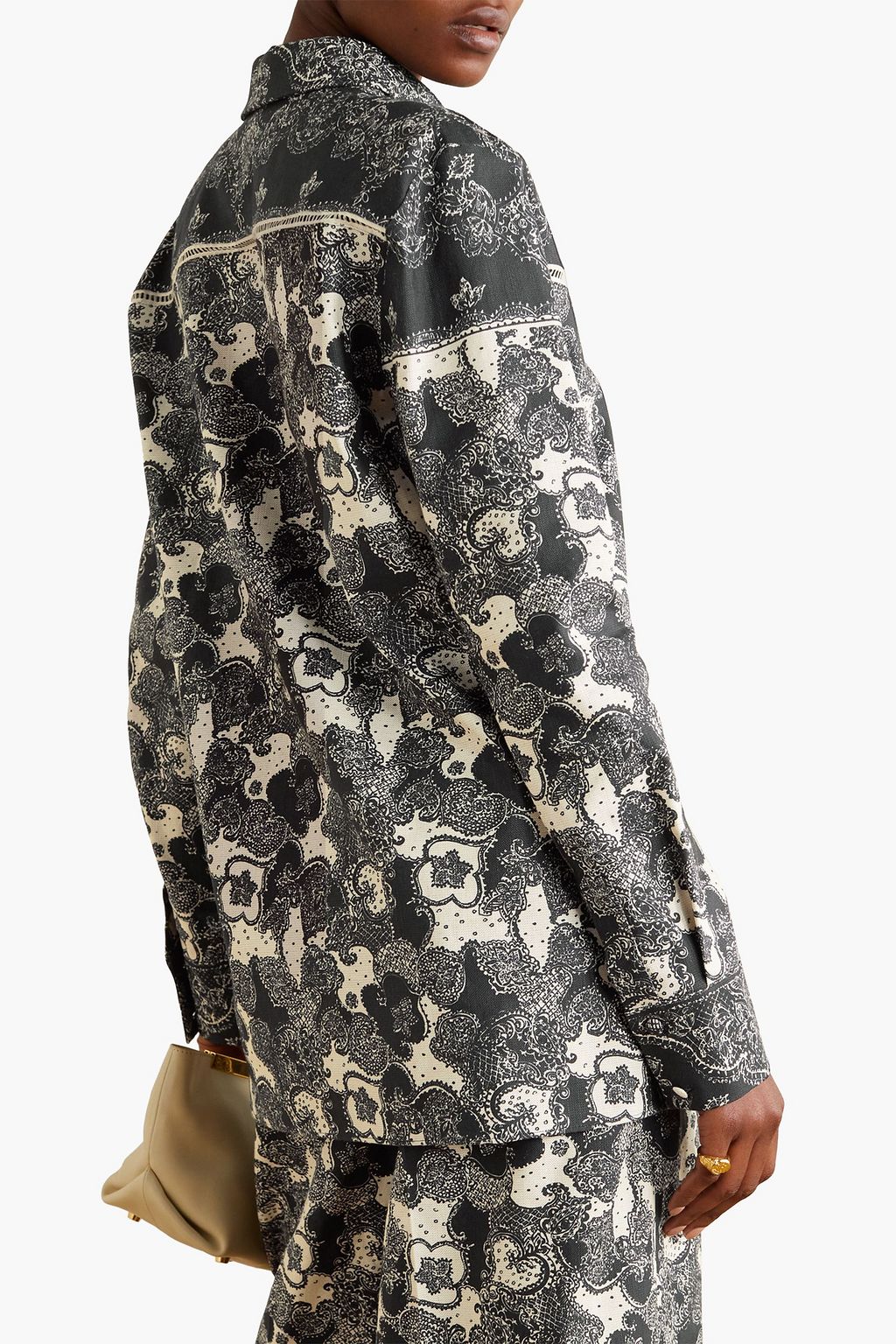 BROCK COLLECTION قميص «تيرسيا» من مزيج القطن والكتان مزين بطبعات