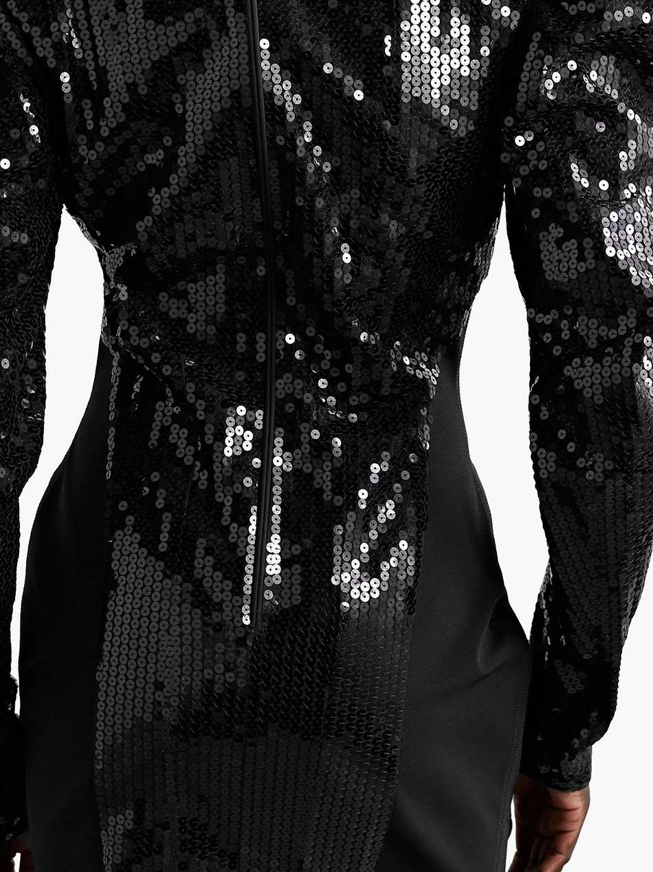 sequined mesh mini dress