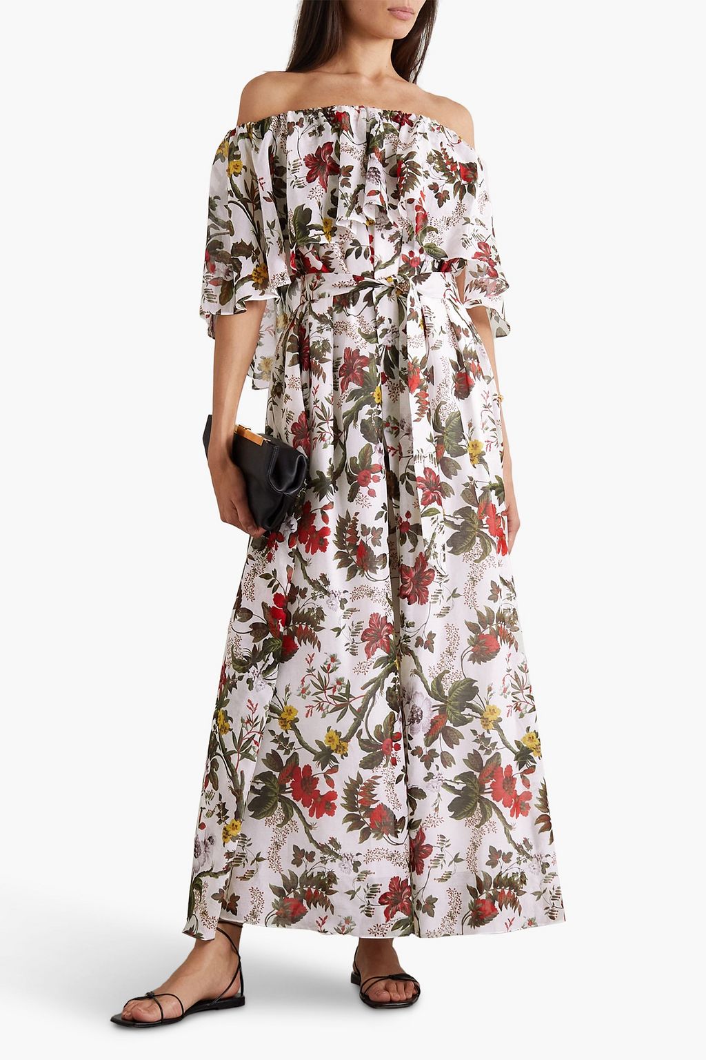ERDEM Algarve off-the-shoulder floral-print cotton and silk-blend maxi dress
