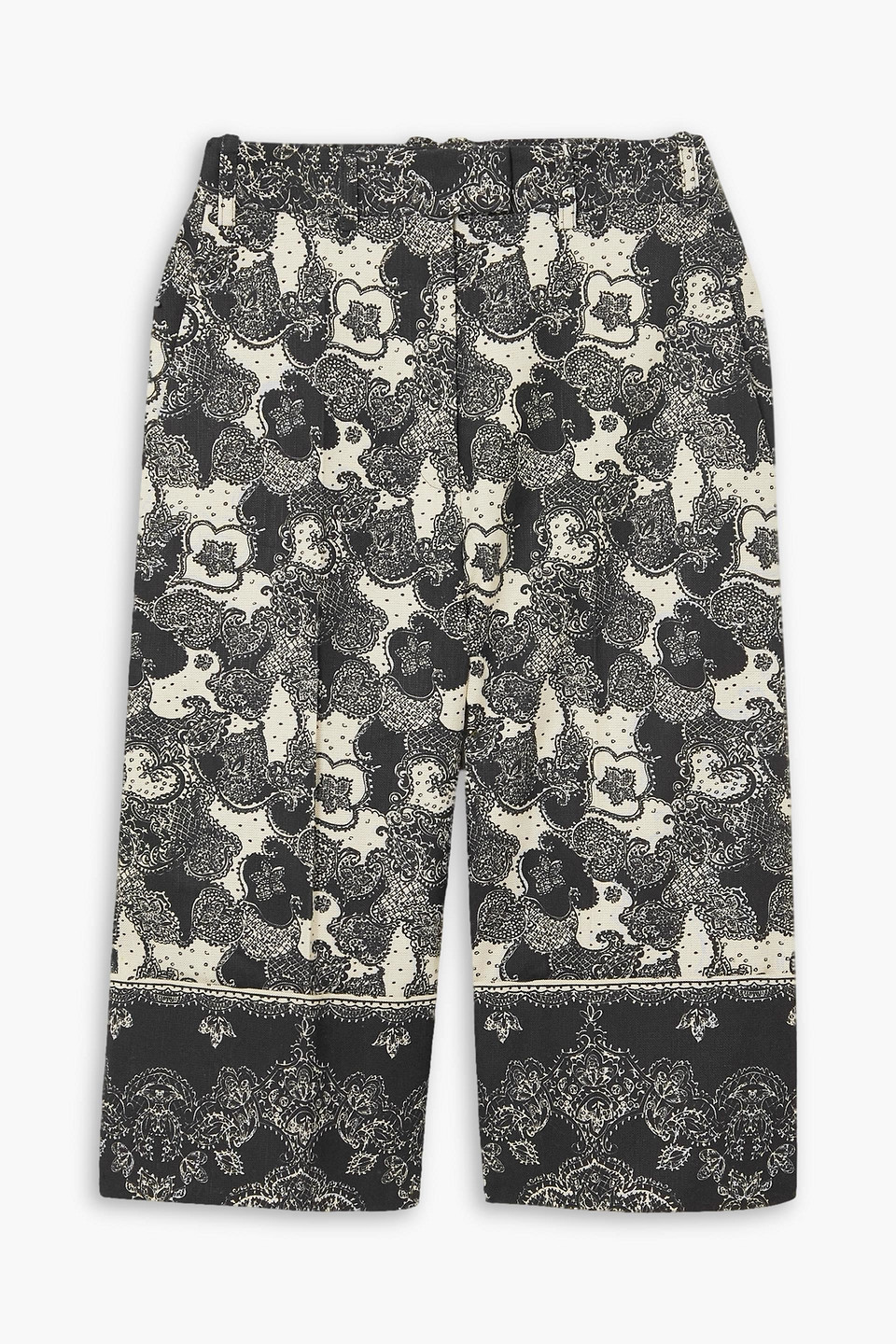 Brock Collection Tam Paisley-print Linen And Cotton-blend Culottes In Black