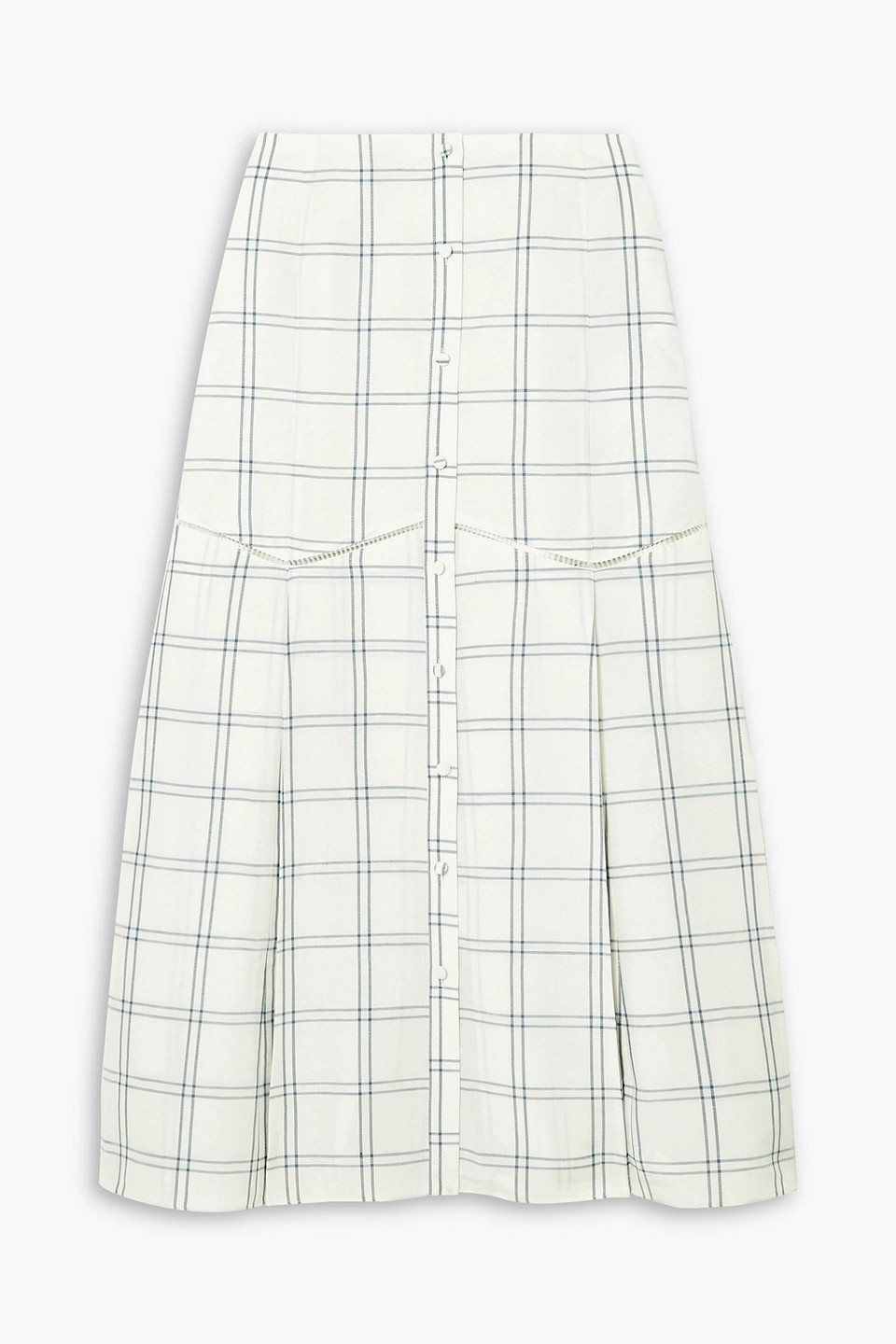 Brock Collection Tamala Pleated Checked Linen And Silk-blend Midi Skirt In Natural