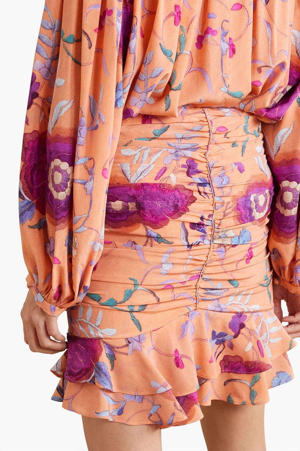 ISABEL MARANT Milendi ruched printed silk-blend crepe de chine mini skirt