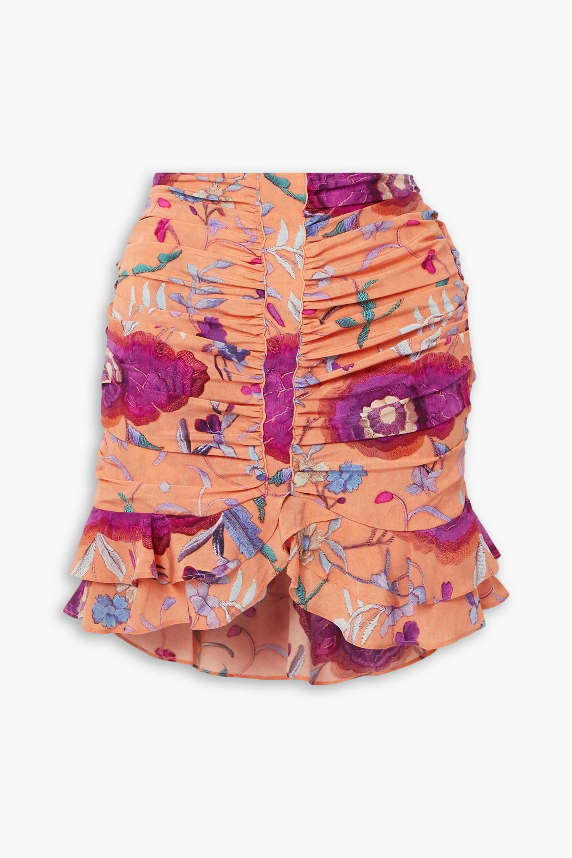 Isabel Marant Milendi ruched floral-print silk-blend crepe de chine mini skirt