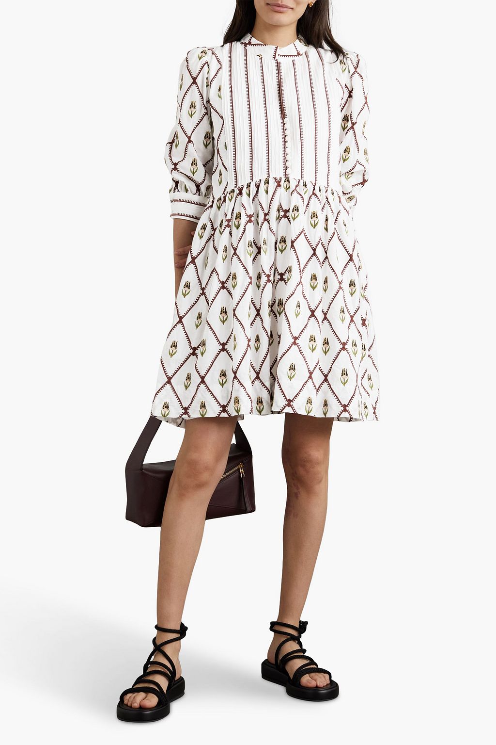 LUG VON SIGA Maria embroidered cotton-mousseline mini dress