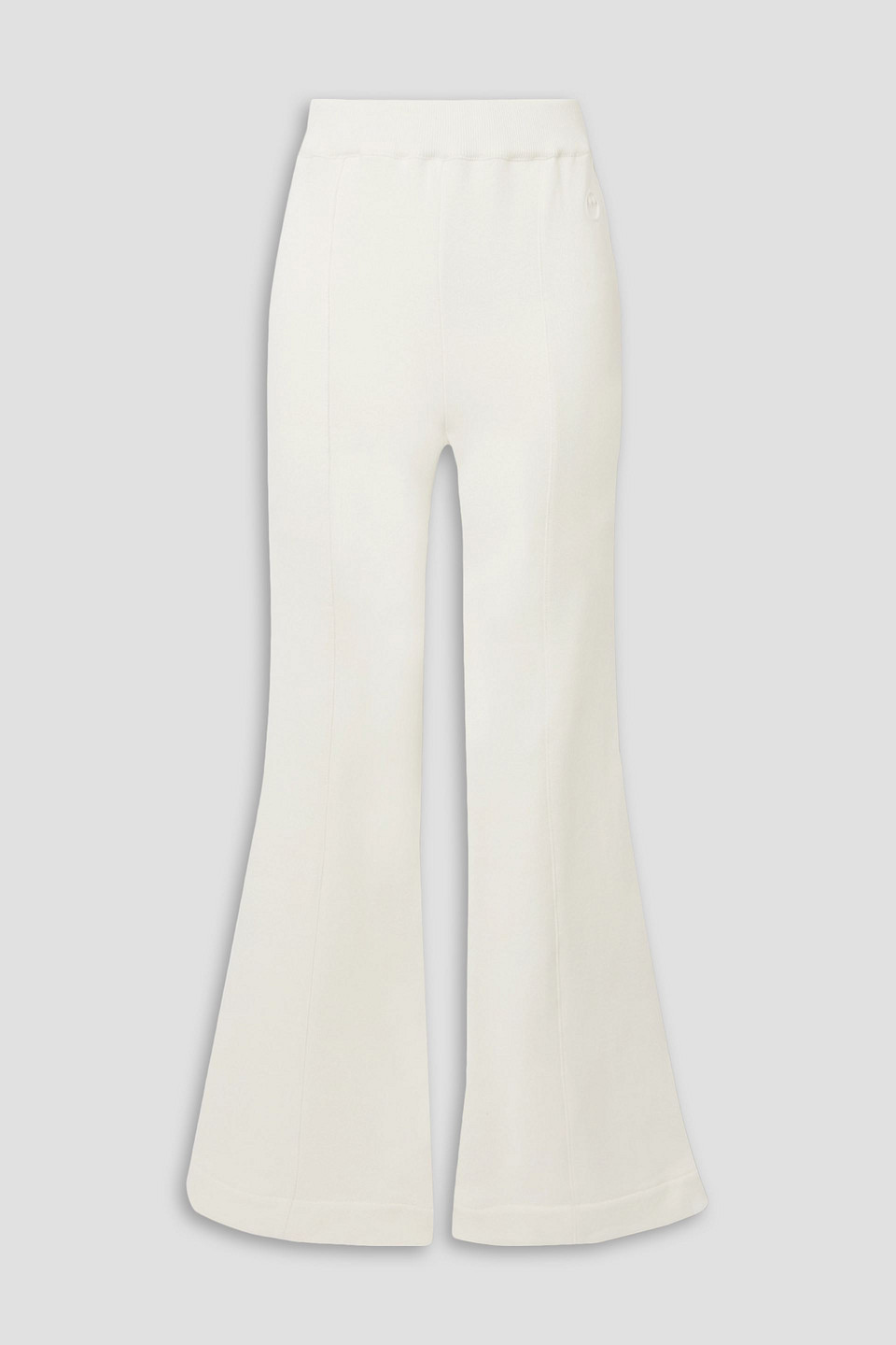 Az Factory Free To French Cotton And Seacell-blend Terry Flared Pants In Ivory