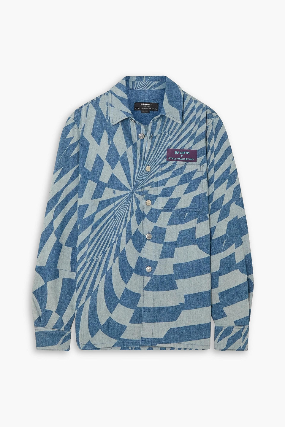 Stella Mccartney Ed Curtis Printed Denim Shirt In Blue