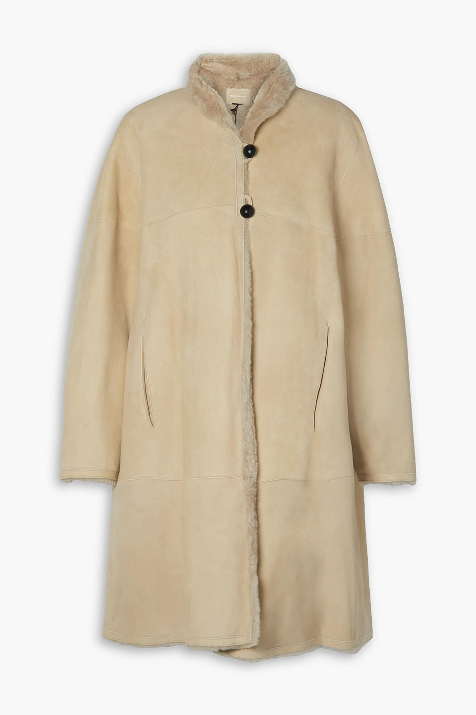Isabel Marant Reversible Beige Abazoe Shearling Coat In Beige
