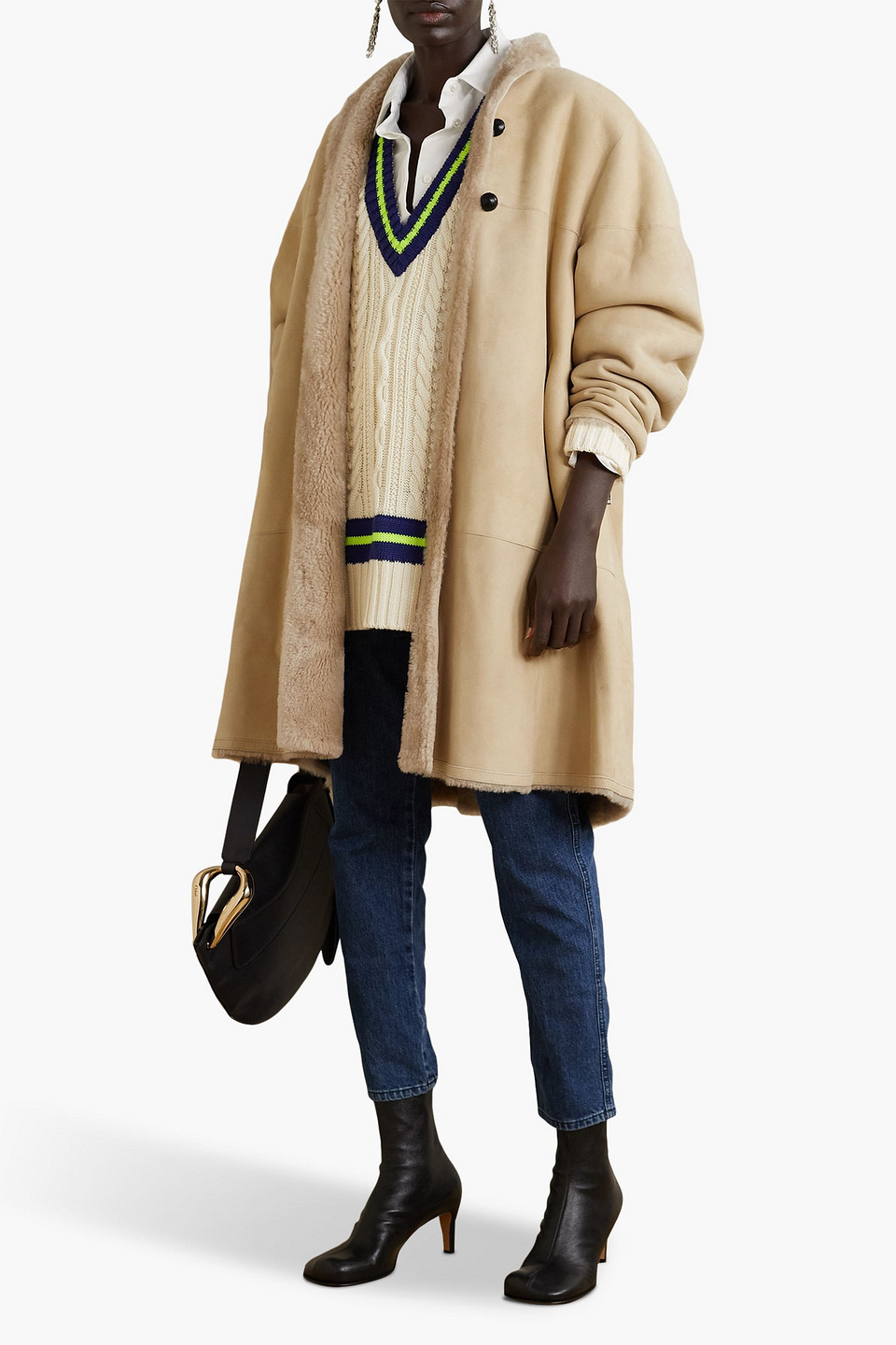 Isabel Marant Reversible Beige Abazoe Shearling Coat In Beige