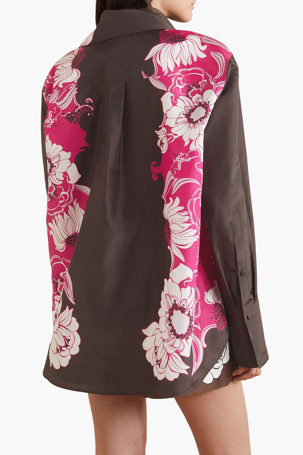 VALENTINO GARAVANI Floral-print silk-taffeta blouse