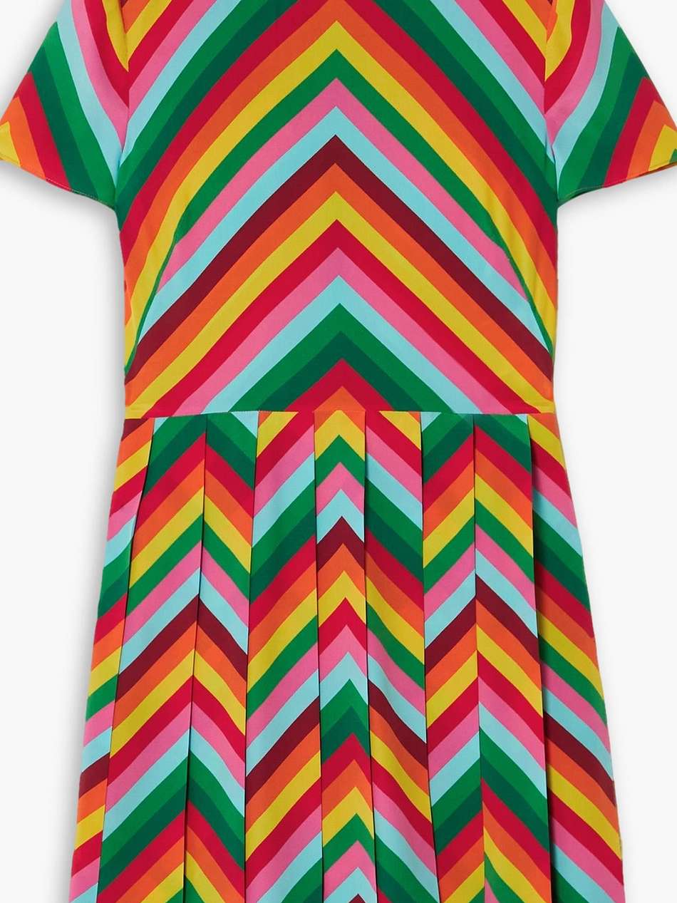pleated striped silk-crepe mini dress