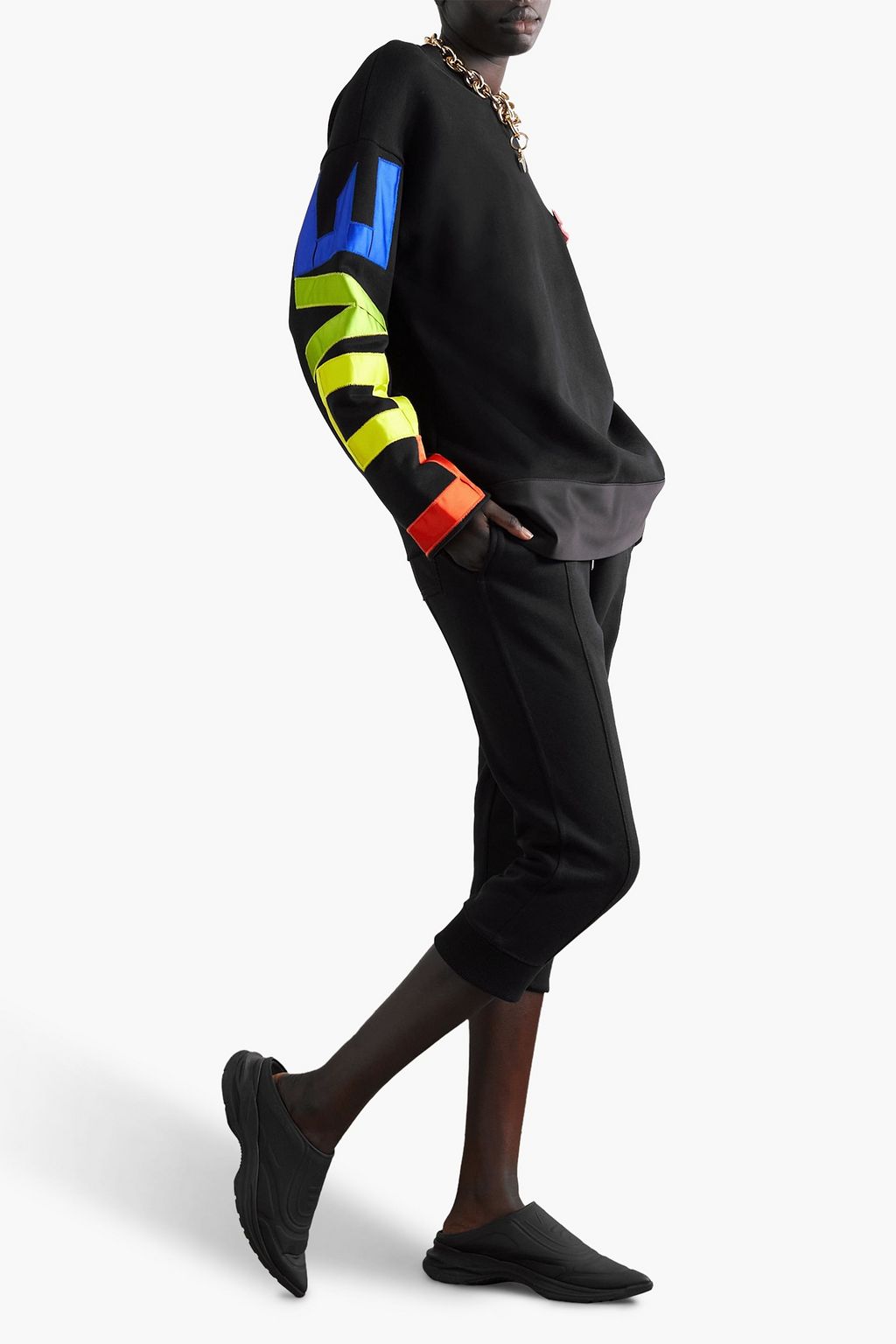 AZ FACTORY Free To appliquéd French cotton-blend terry sweatshirt