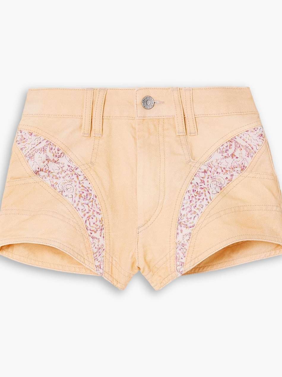 neida patchwork embroidered denim shorts