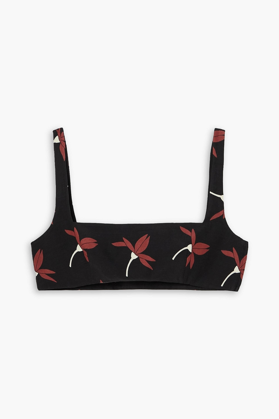 Valentino Floral-print Wool-blend Bra Top In Black