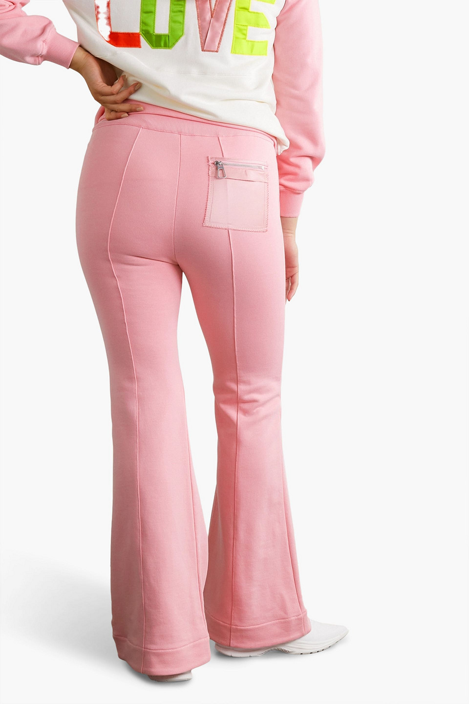 Shop Az Factory Free To French Cotton-terry Flared Pants In Baby Pink