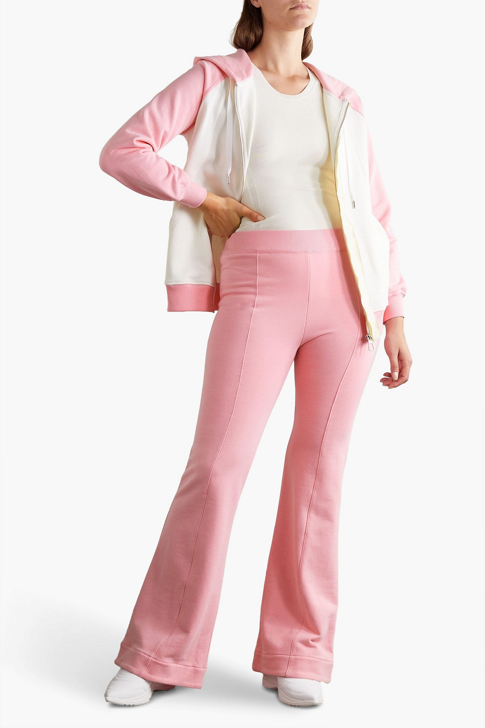 Shop Az Factory Free To French Cotton-terry Flared Pants In Baby Pink