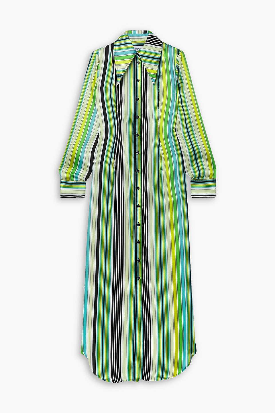 CHRISTOPHER JOHN ROGERS Striped satin maxi shirt dress