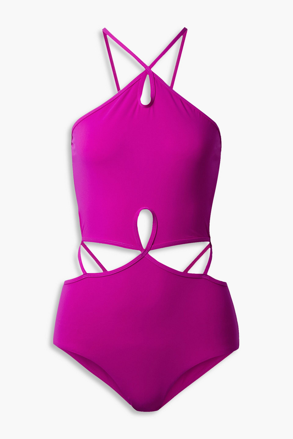 Christopher Esber Cutout Halterneck Swimsuit In Magenta