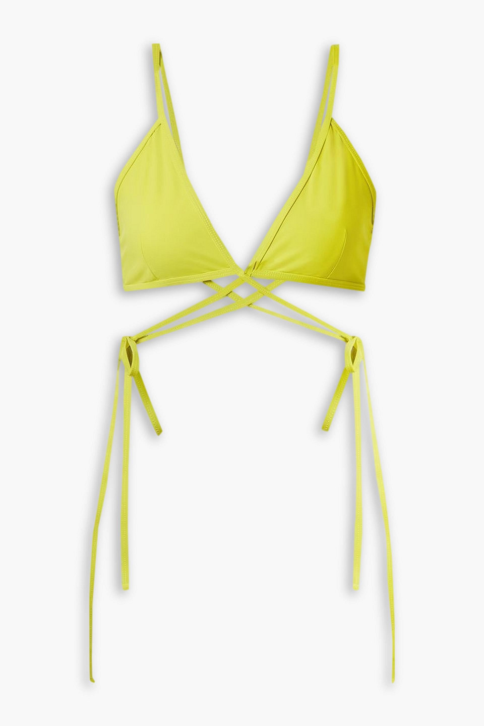 Christopher Esber Wrap Triangle Bikini Top In Chartreuse