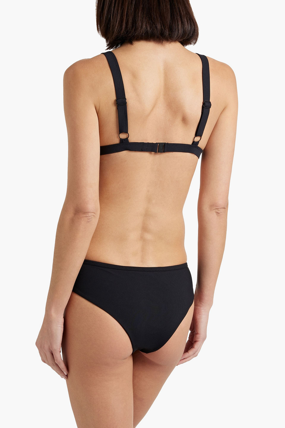  The Attico - Geripptes Tief Sitzendes Bikini-höschen - Schwarz - Xxs 