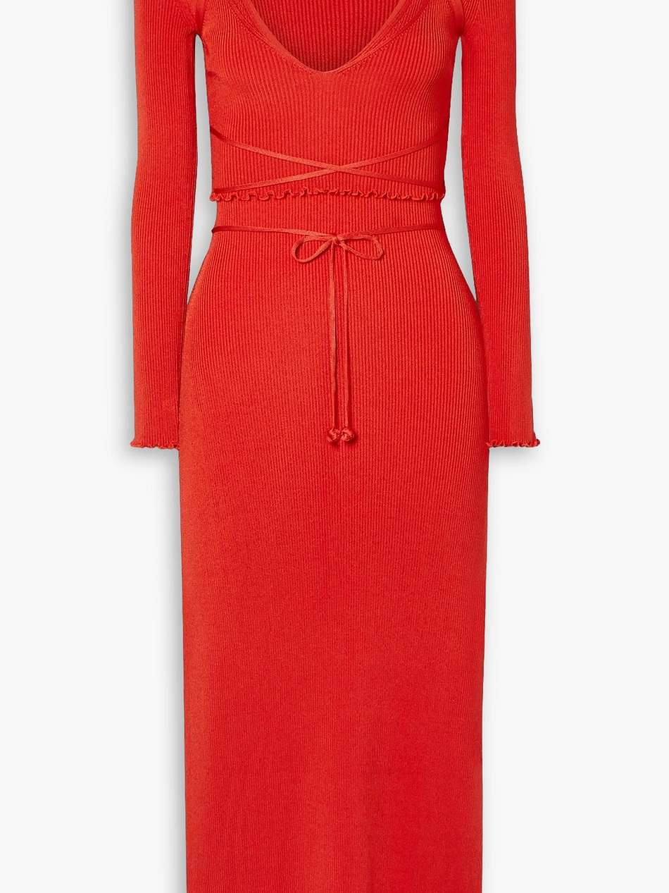damali layered ribbed-knit midi dress