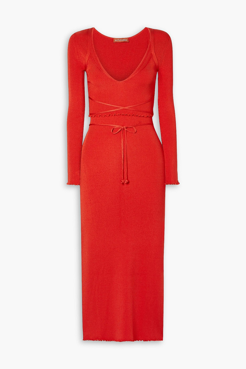 Altuzarra Damali Scoop-neck Ribbed-stretch Jersey Midi Dress In Red