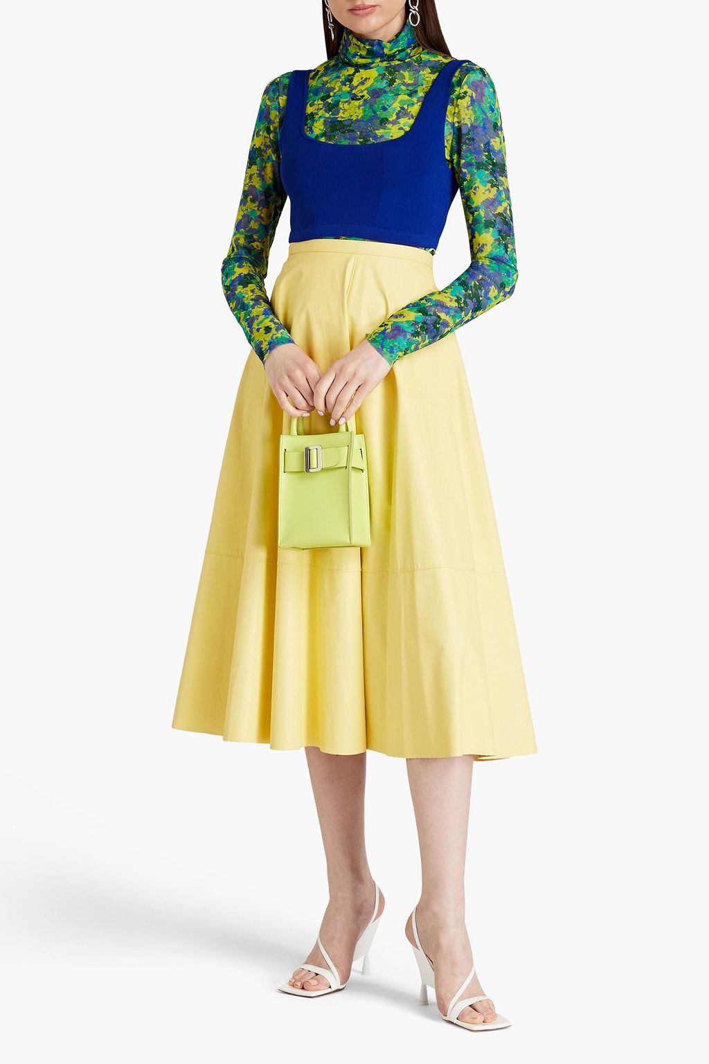 JASON WU توب بنمط حمالة صدر من نسيج محبوك مرن بتصميم مضلع