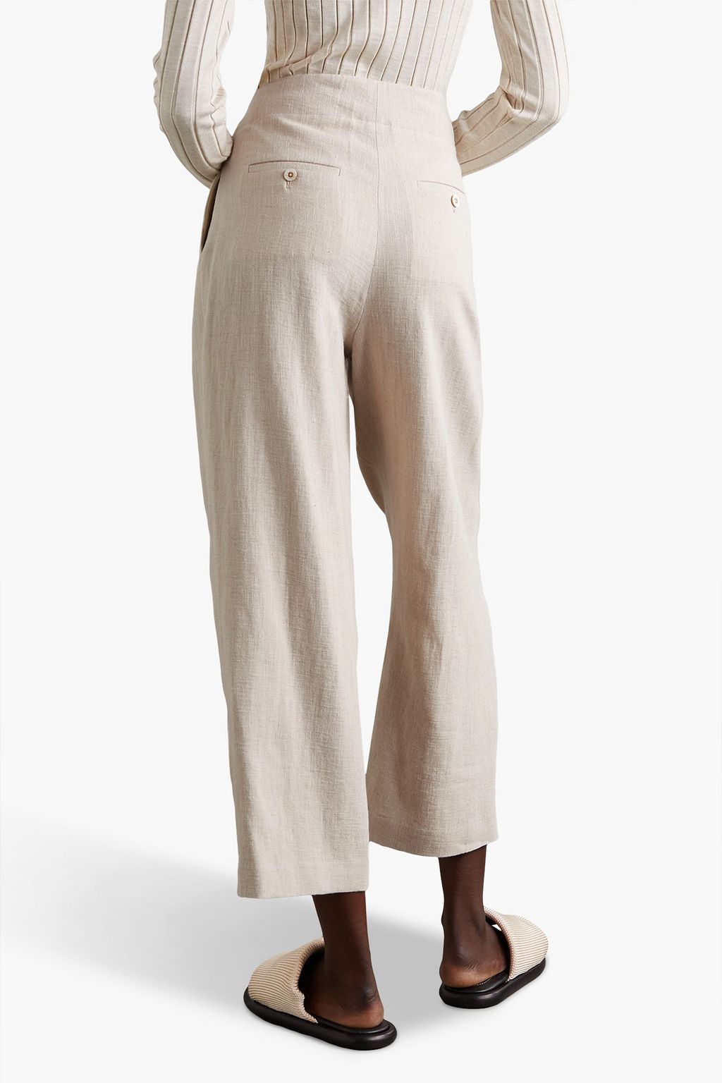ROSETTA GETTY Pleated ramie-canvas culottes